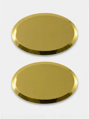 Yaka İsimliği Süblimasyon Oval Metal Altın için oval isimlik ön yüzeyi, yaklaşık 3.7 x 6 cm baskı alanı logo uygulamalı ürün görseli