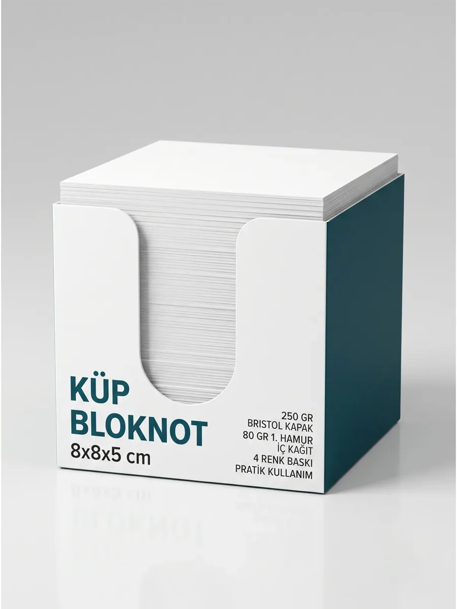 Kup Bloknot 8 x 8 x 5 cm 80 gr 1 Hamur Kağıt için yapraklar, kutu dışı veya bloknot kenar alanları logo uygulamalı ürün görseli