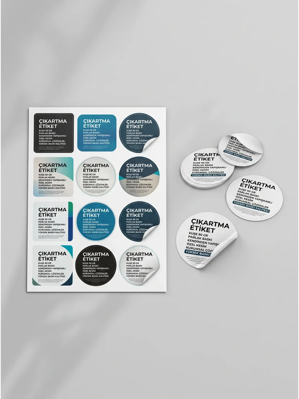 Etiket Sticker 90 gr Kuşe Parlak Selefon için tek yön etiket yüzeyi logo uygulamalı ürün görseli