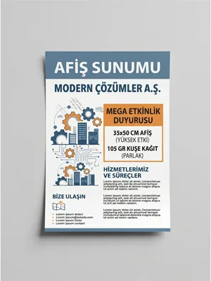 Afiş 35 x 50 cm 105 gr Kuşe Kağıt için tek yön tam zemin baskı logo uygulamalı ürün görseli