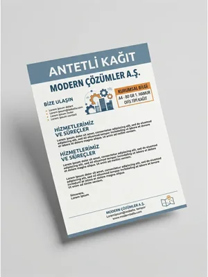 Antetli Kağıt A4 80 gr 1 Hamur için üst başlık, alt bilgi ve kurumsal şablon alanları logo uygulamalı ürün görseli