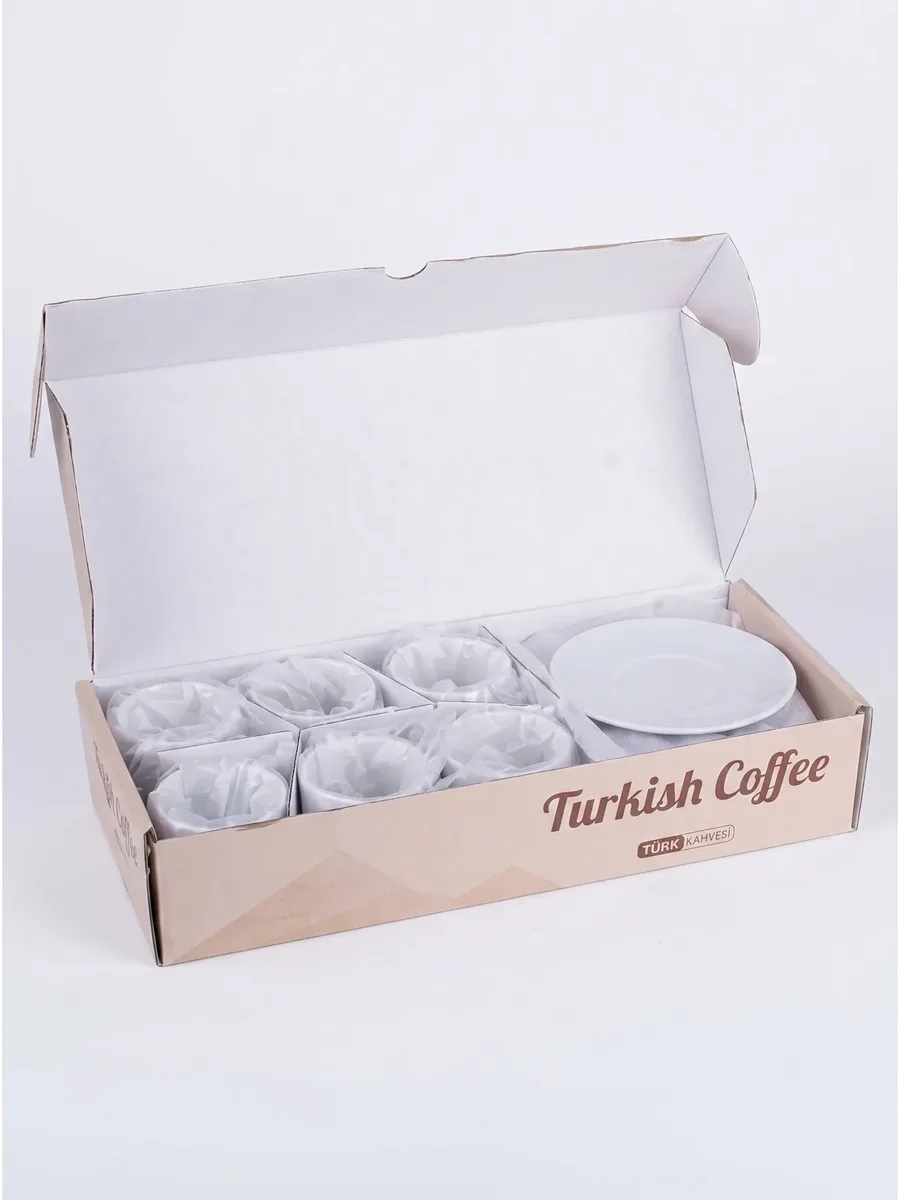 Turk Kahvesi Fincan Takımı T Kulplu 6'li Süblimasyon için fincan dış yüzeyi logo uygulamalı ürün görseli