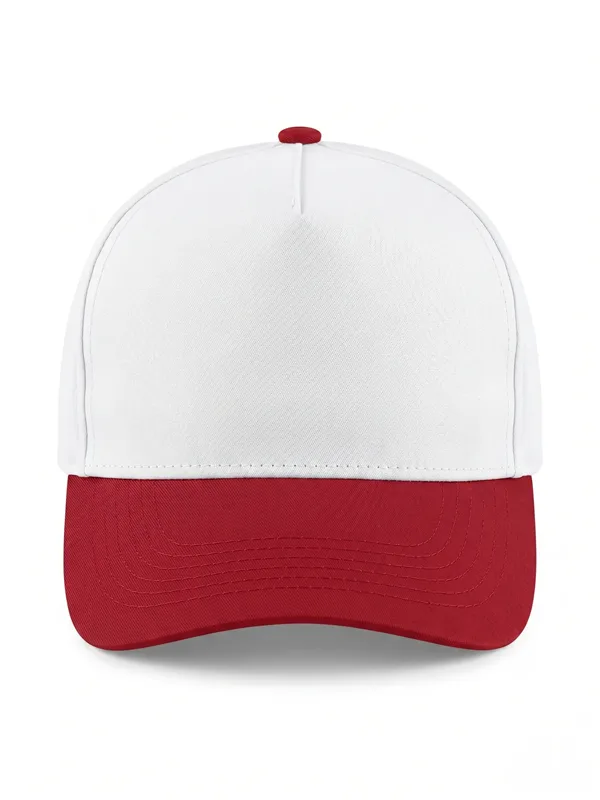Şapka Polyester Beyaz Kırmızı için ön panel logo uygulamalı ürün görseli
