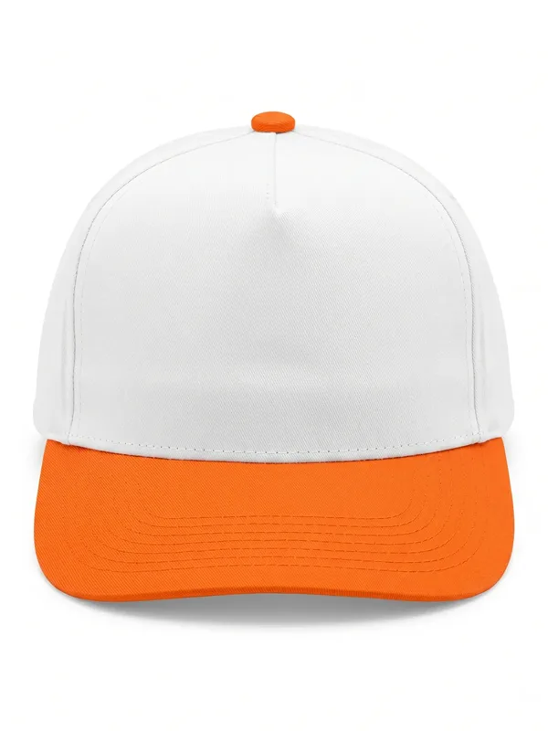 Şapka Polyester Beyaz Turuncu için ön panel logo uygulamalı ürün görseli