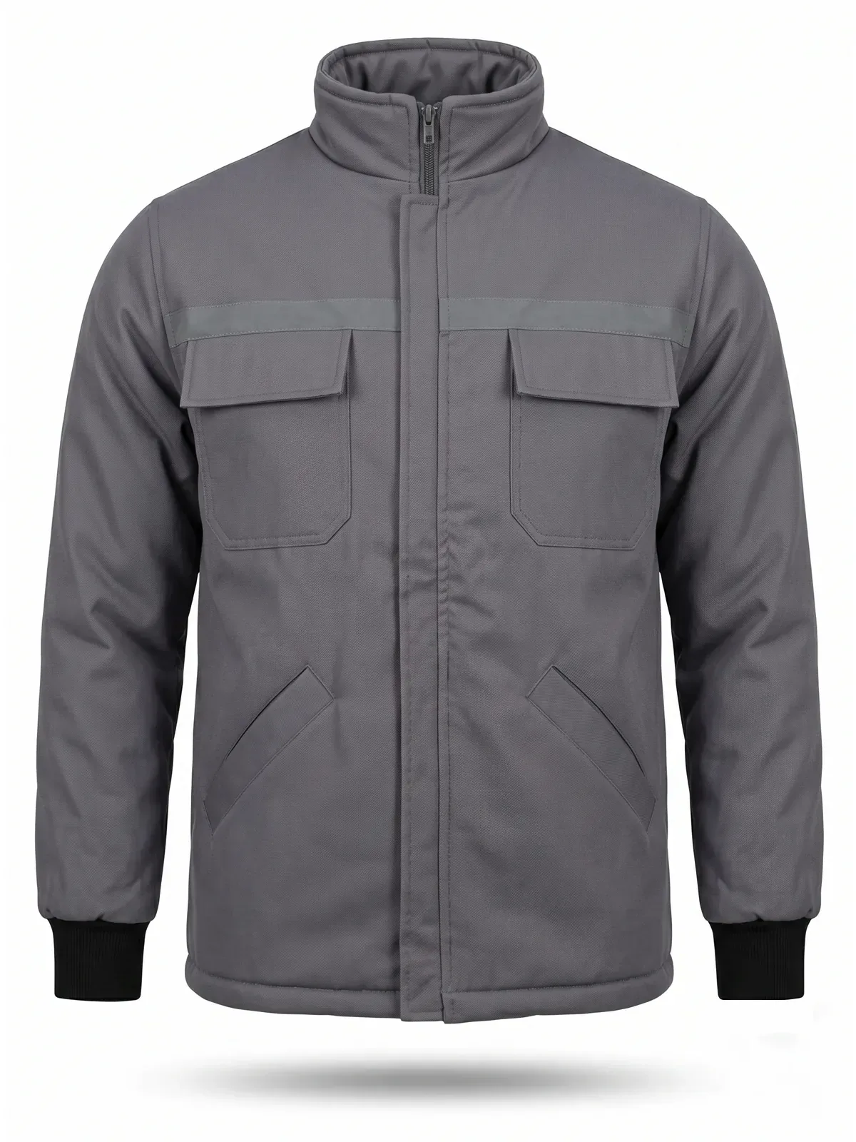 Gabardin İş Montu Gri için sol göğüs / sırt logo uygulamalı ürün görseli