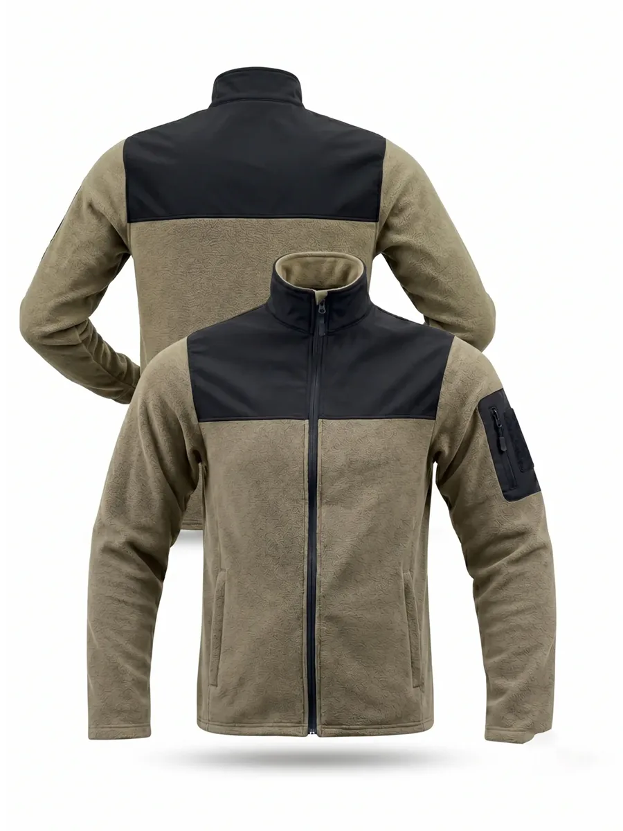 Softshell Robalı Polar Mont Siyah Bej için sol göğüs / softshell roba logo uygulamalı ürün görseli