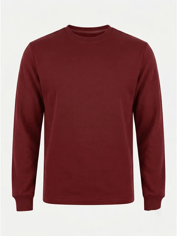 Bisiklet Yaka Sweatshirt Bordo için göğüs / sırt logo uygulamalı ürün görseli