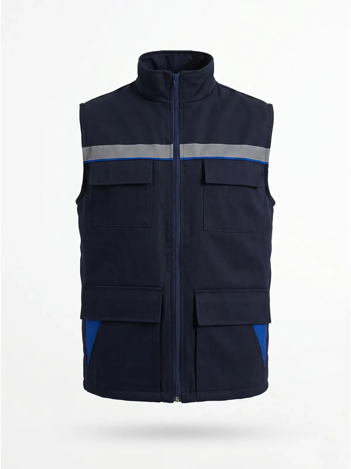 Gabardin İş Yeleği Reflektörlü Kışlık Lacivert için göğüs / sırt logo uygulamalı ürün görseli