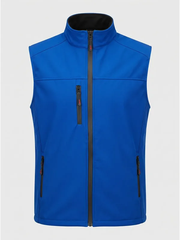Softshell İş Yeleği Saks Mavi için sol göğüs / sırt logo uygulamalı ürün görseli