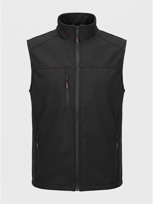 Softshell İş Yeleği Siyah için sol göğüs / sırt logo uygulamalı ürün görseli